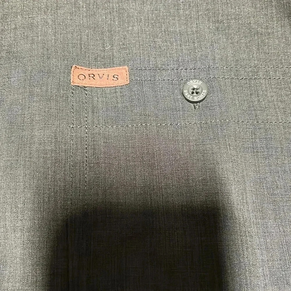 Orvis Short Sleeve Button Up Shirt Lg Performance Green Blue Outdoor Casual Golf - Picture 6 of 8